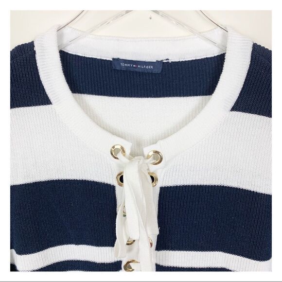 Tommy Hilfiger B/W Striped Sweater w/Bell Sleeves - Picture 2 of 12